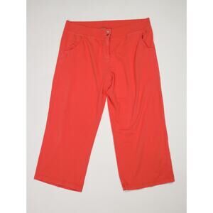 Tommy Bahama Wide Leg Crop Pants XL Coral Orange Pull On Resort Coastal Beachy
